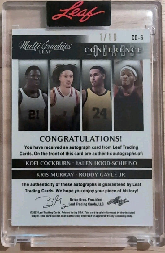 Kris MURRAY Jalen HOOD-SCHIFINO GAYLE 2022-23 Leaf MultiGraphics QUAD AUTO #1/10