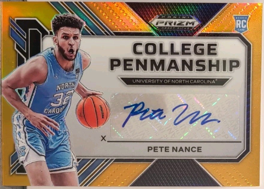 PETE NANCE 2023-24 Panini Prizm Draft Picks College AUTO GOLD SP #1/10 Bucks UNC