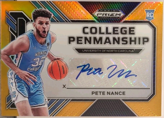PETE NANCE 2023-24 Panini Prizm Draft Picks College AUTO GOLD SP #1/10 Bucks UNC