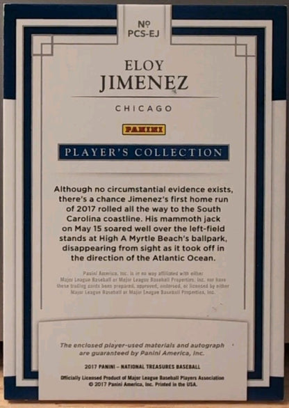 ELOY JIMENEZ 2017 Panini National Treasures AUTO TRIPLE JERSEY #/99 Cubs Orioles
