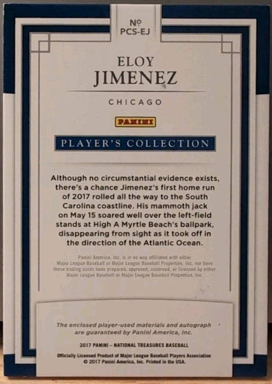 ELOY JIMENEZ 2017 Panini National Treasures AUTO TRIPLE JERSEY #/99 Cubs Orioles