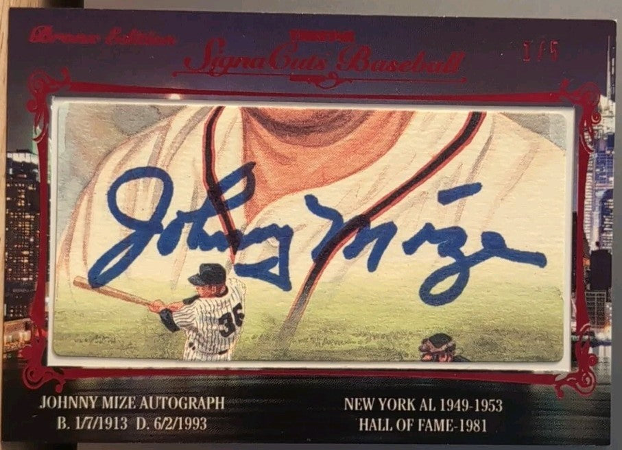 JOHNNY MIZE 2013 TriStar SignaCuts 1989 Perez Steele AUTO SP #1/5 Yankees Giants