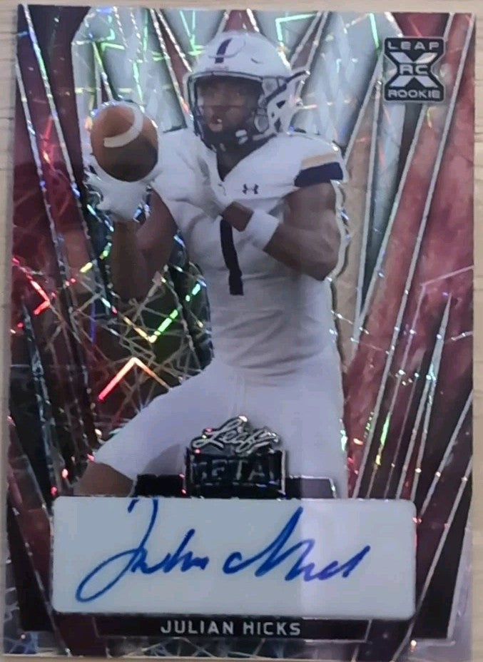JULIAN HICKS 2024 Leaf Metal RC AUTO Galaxy Lasers SP #1/1 Packers Albany Akron