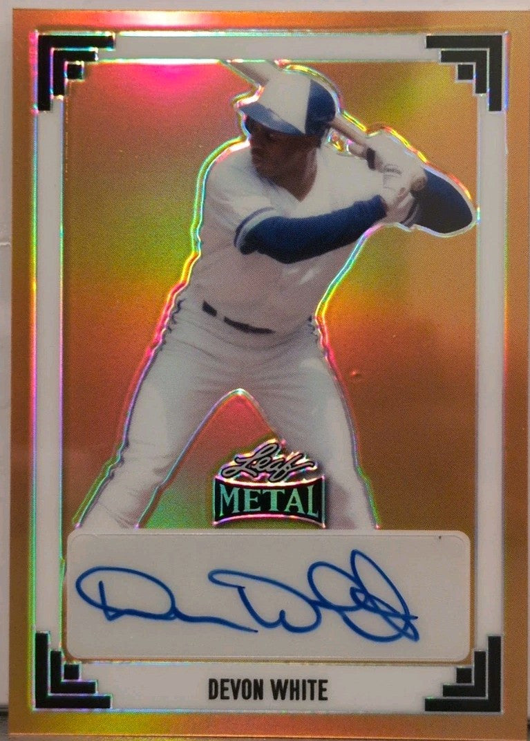 DEVON WHITE 2024 Leaf Metal 1991 Retro AUTO Gold Prismatic SP #1/1 of Blue Jays