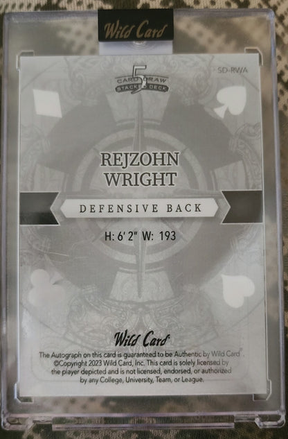 REZJOHN WRIGHT 2023 Wild 5 Card Draw Stacked Deck RC AUTO Black Jack #1/1 Saints