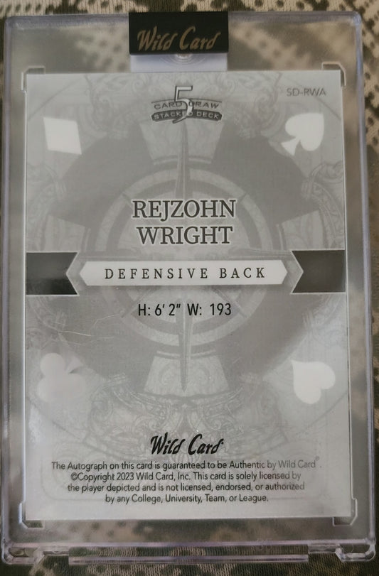 REZJOHN WRIGHT 2023 Wild 5 Card Draw Stacked Deck RC AUTO Black Jack #1/1 Saints