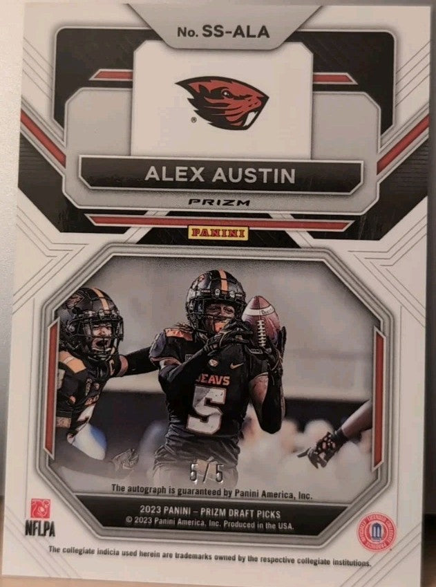 ALEX AUSTIN 2023 Panini Prizm Draft Picks AUTO Gold Flash #5/5 Beavers Patriots