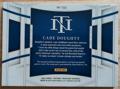 CADE DOUGHTY 2023 National Treasures AUTO JUMBO Jersey PATCH Purple /9 Blue Jays