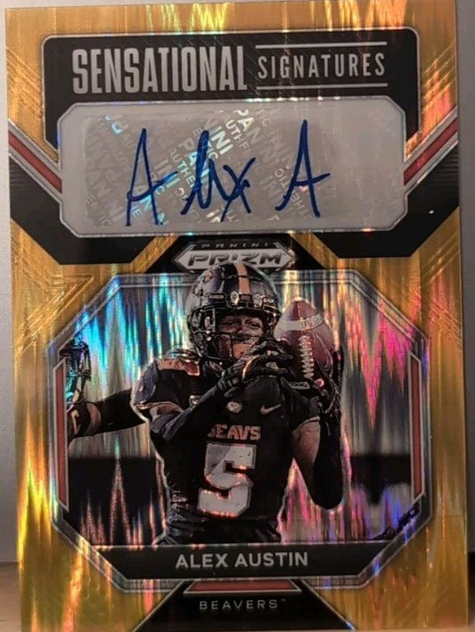 ALEX AUSTIN 2023 Panini Prizm Draft Picks AUTO Gold Flash #5/5 Beavers Patriots