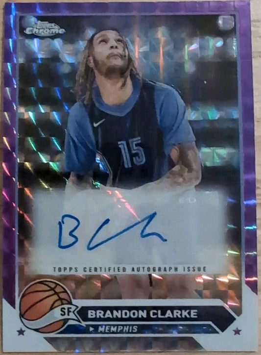 BRANDON CLARKE 2023-2024 Topps Chrome Basketball Purple Geometric AUTO Grizzlies