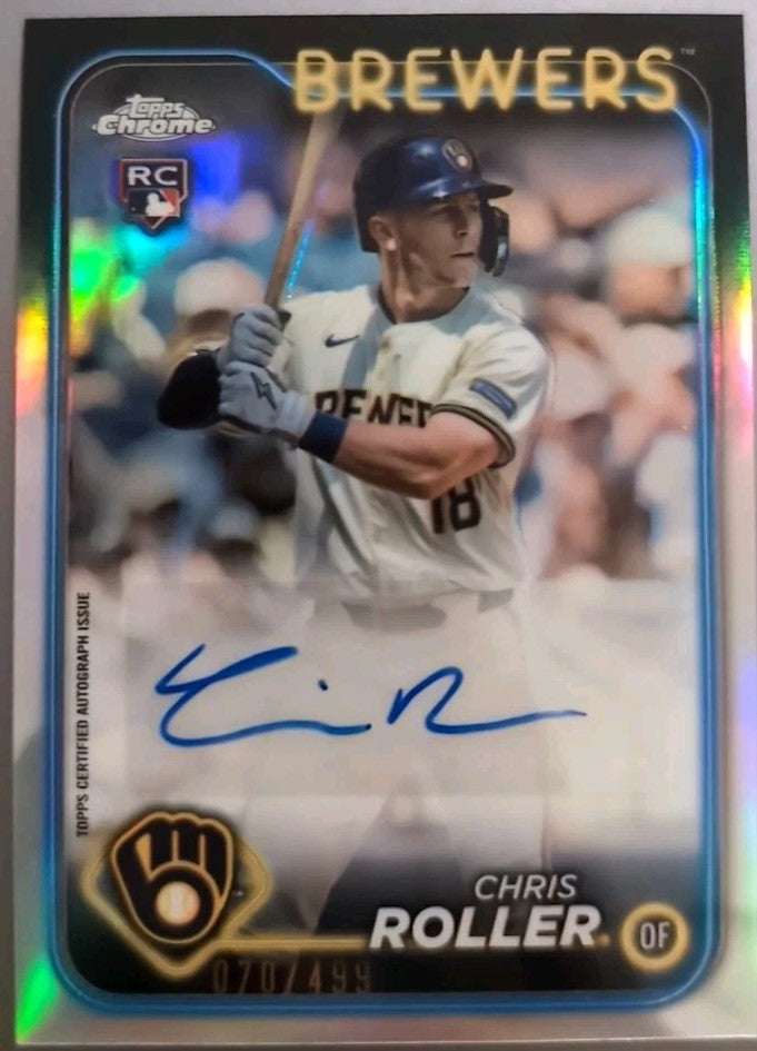 CHRIS ROLLER 2024 Topps Chrome Update RC AUTO Refractor #/499 Milwaukee Brewers