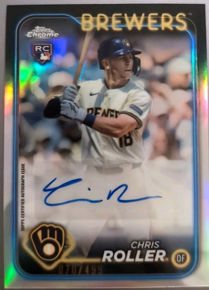 CHRIS ROLLER 2024 Topps Chrome Update RC AUTO Refractor #/499 Milwaukee Brewers