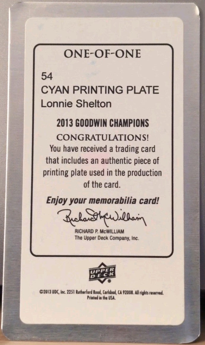 LONNIE SHELTON 2013 UD Goodwin Champions Mini PRINTING PLATE #1/1 Knicks Sonics