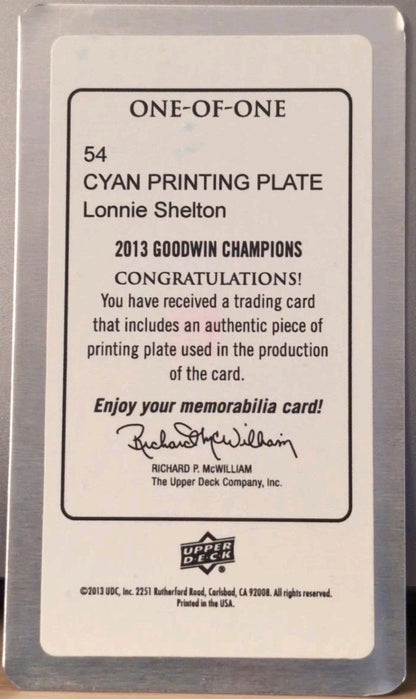 LONNIE SHELTON 2013 UD Goodwin Champions Mini PRINTING PLATE #1/1 Knicks Sonics
